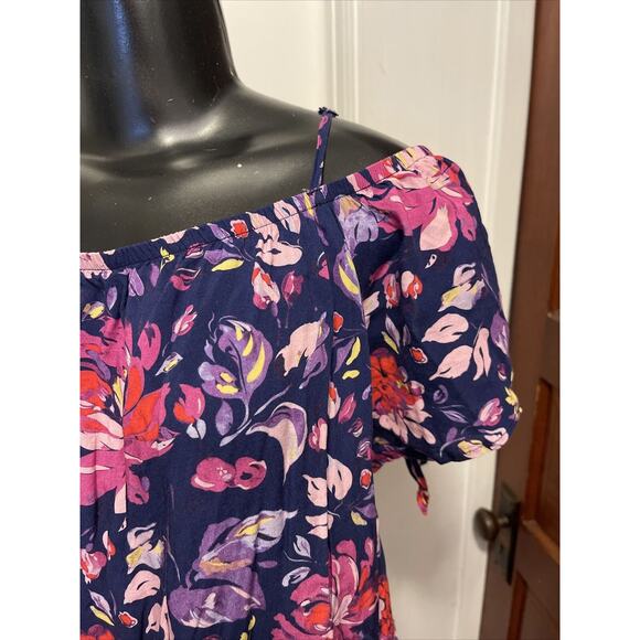 2X Grayson Threads Floral Multi-Color Off Shoulder Adjustable Strap Womens Top - Picture 5 of 11